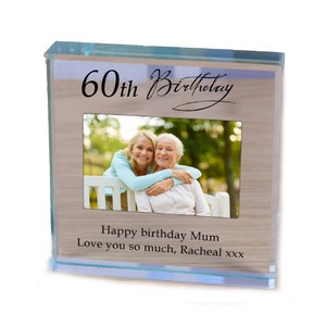Mum Birthday personalised gift Glass photo Paperweight 30th 40th 50th 60th 70th image 3