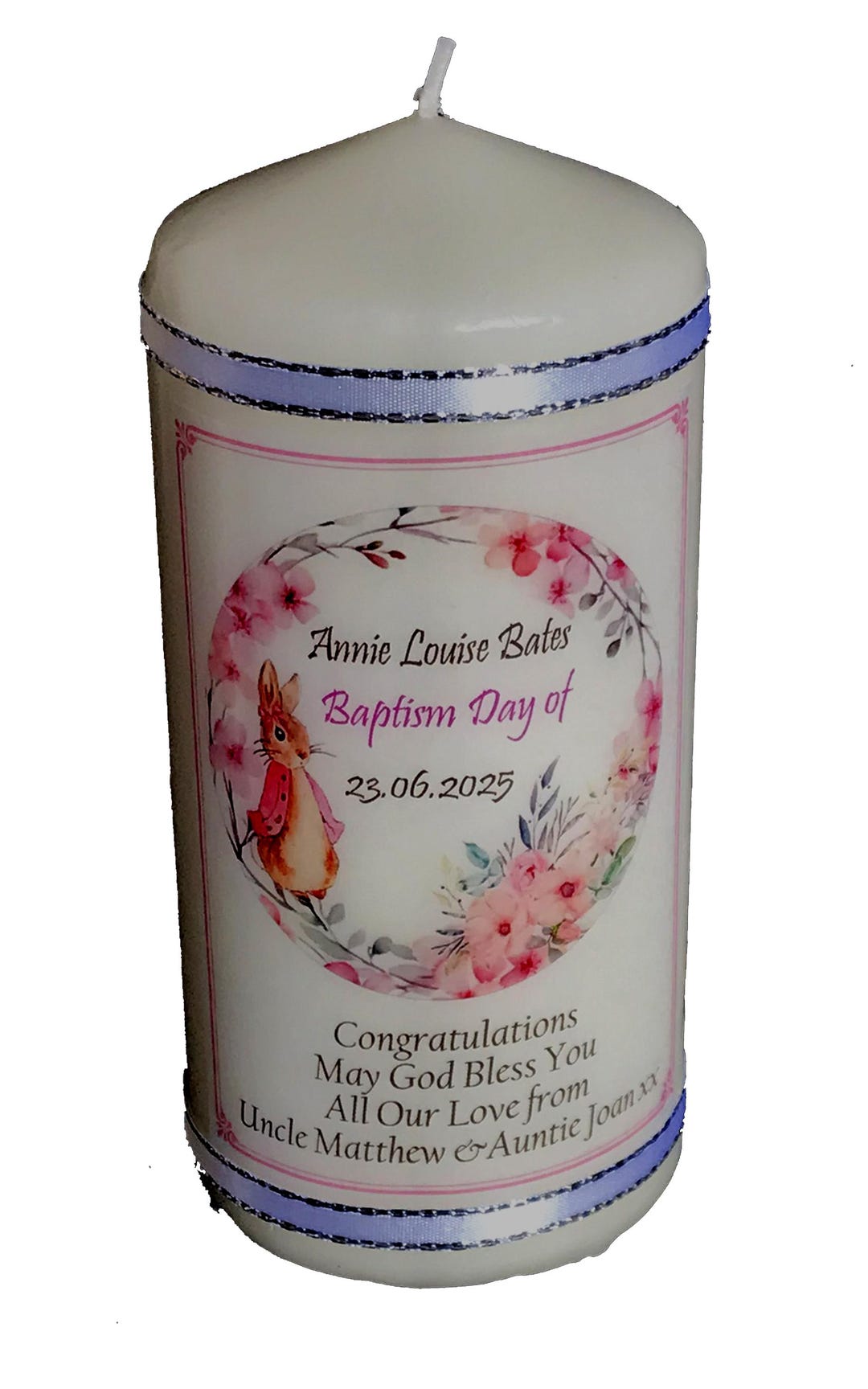 Baptism Candle for a Baby Girl Personalised Gift by Cellini Candles - Etsy