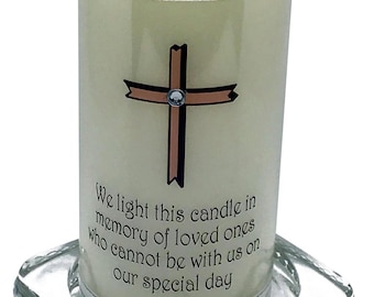 Wedding Absence Candle Pink Cross design in loving memory of loved ones unable to be with you