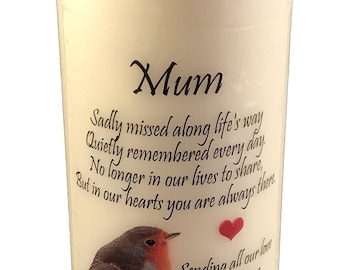 Mum Personalised Memorial Candle funeral Remembrance keepsake loving memory