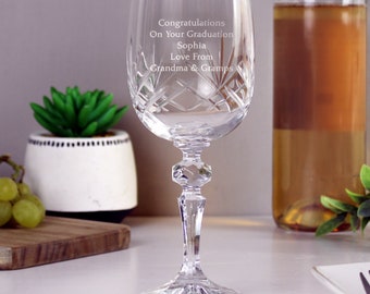 Graduation Personalised Gift Keepsake Engraved Crystal Wine Glass