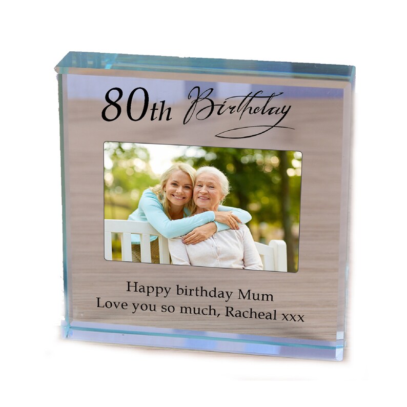 Mum Birthday personalised gift Glass photo Paperweight 30th 40th 50th 60th 70th image 5