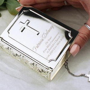 1st Holy Communion Bible Trinket box Personalised gift  for a Girl or Boy to keep their Rosary beads in