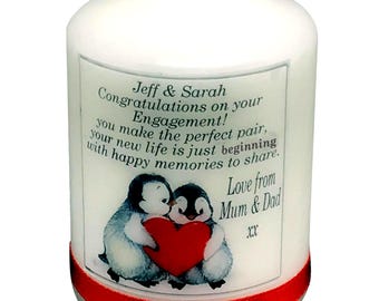 Engagement  Candle personalised gift Keepsake Size 7cm