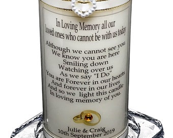 Wedding Absence  Candle  personalised Wedding Remembrance