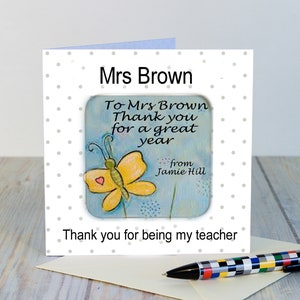 Professeur merci Carte cadeau personnalisé avec sous-verre PHOTO détachable