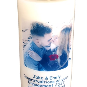 Candela di fidanzamento con foto, regalo personalizzato con foto e messaggio