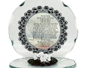 Do not stand at my grave and weep Memorial Cut Glass Plaque  keepsake with beautiful poem