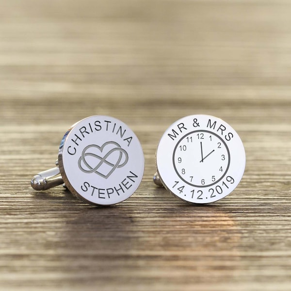 Groom Cufflinks Custom Personalised Wedding Cufflinks Name Infinity Wedding Accessories Date Cuff links Mr Mrs Bride Groom Christmas