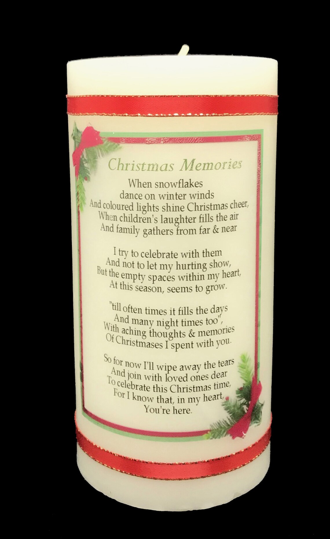Christmas Memorial Candle With Beautiful Memorial Poem Etsy UK