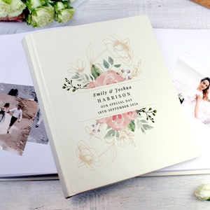 Traditional Floral Wedding day photo album  personalised gift For your treasured memories.