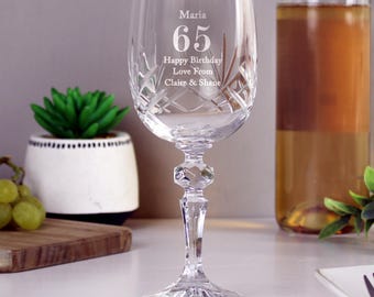 Personalized Crystal Wine Glass: Engraved Birthday Gift