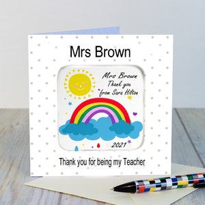 Professeur merci Carte cadeau personnalisé avec sous-verre PHOTO détachable