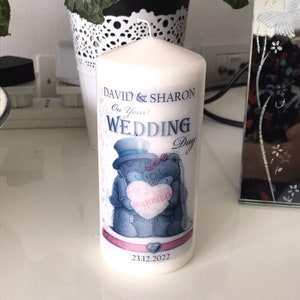 Bougie de mariage, cadeau personnalisé pour l'heureux couple