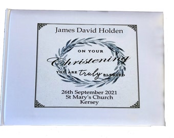 White Christening Guest Book personalised gift Baby Girl or Baby Boy Unique keepsake present