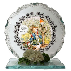 Christening Personalised gift  For Baby Boy Or Girl Cut Glass  Plaque keepsake