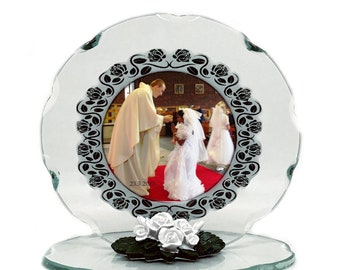 First Holy Communion personalised gift Photo Cut Glass  Plaque keepsake to Commemorate the day