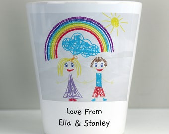 Personalised gift Plant Pot Any Occasions & perfect gift with Childs painting and message