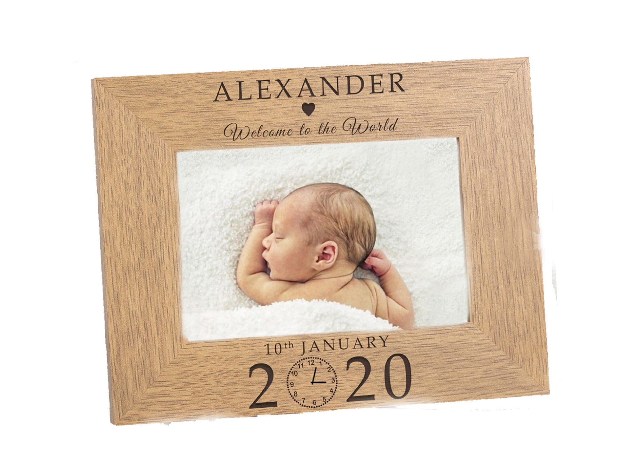 Personalized Oak Baby Photo Frame: Welcome to the World Gift - Etsy