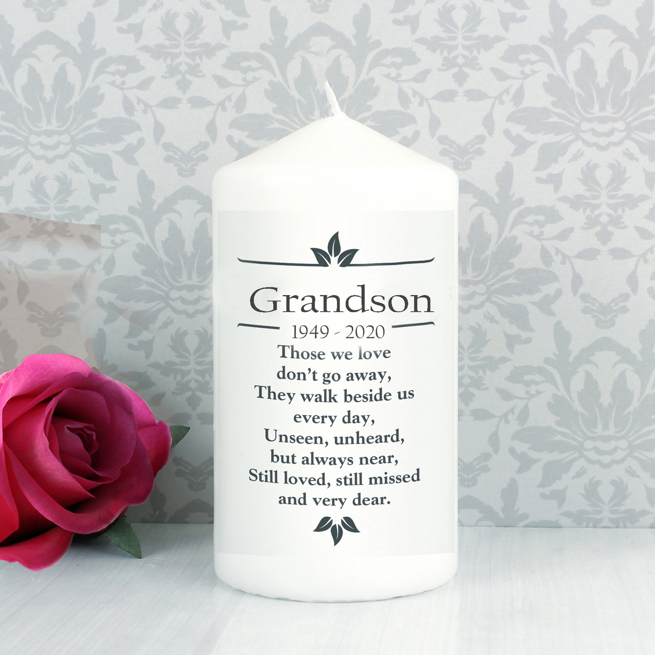 Grandson Personalised Memorial Candle Funeral Poem Verse Etsy UK