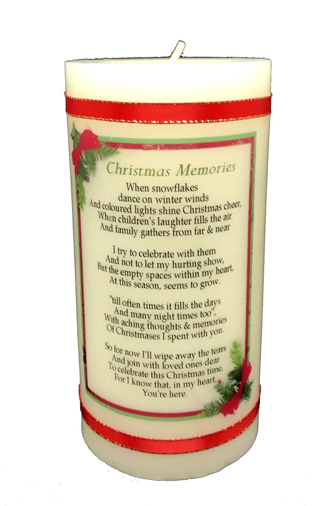 Christmas Memorial Candle With Beautiful Memorial Poem Etsy UK