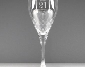 BIRTHDAY Crystal Glass Wine Glass Personalised Gift ANY YEAR 18th 21st 30th 40th 50th or other