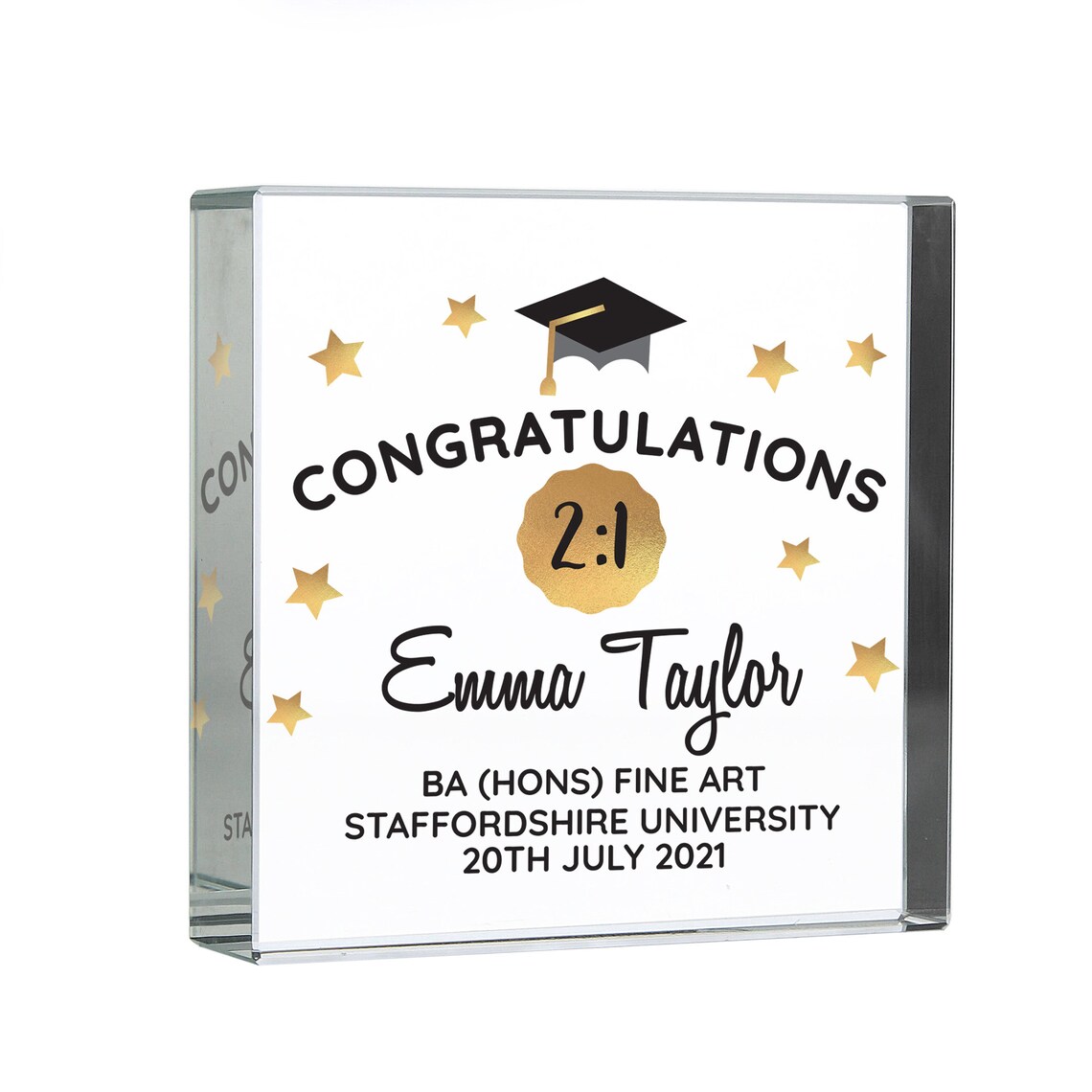 Graduation Personalised Gift for Him or Her Crystal Glass Paperweight ...