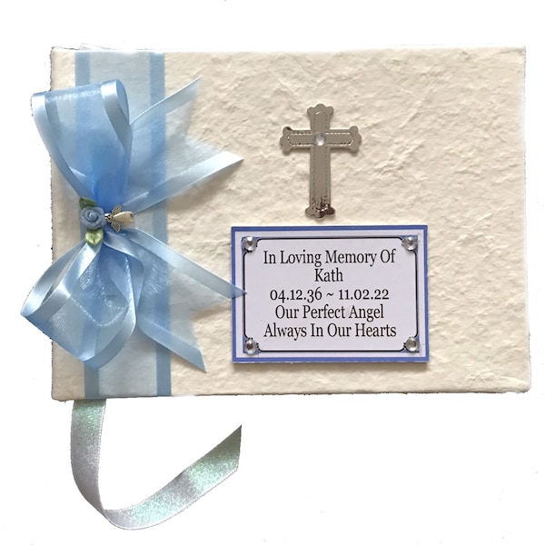 Memorial Personalised Boxed Condolence Book Funeral Remembrance keepsake