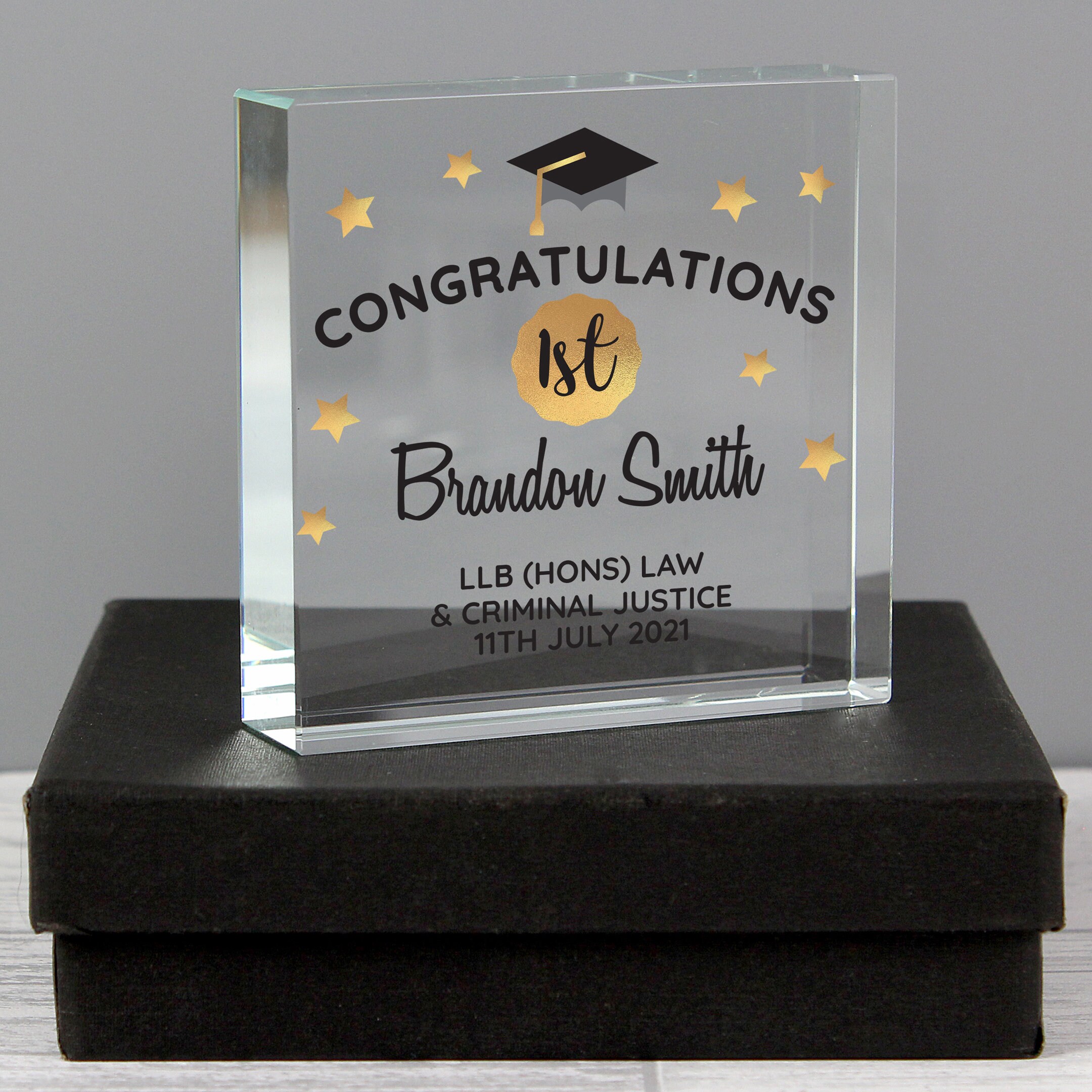 Graduation Personalised Gift for Him or Her Crystal Glass Paperweight ...