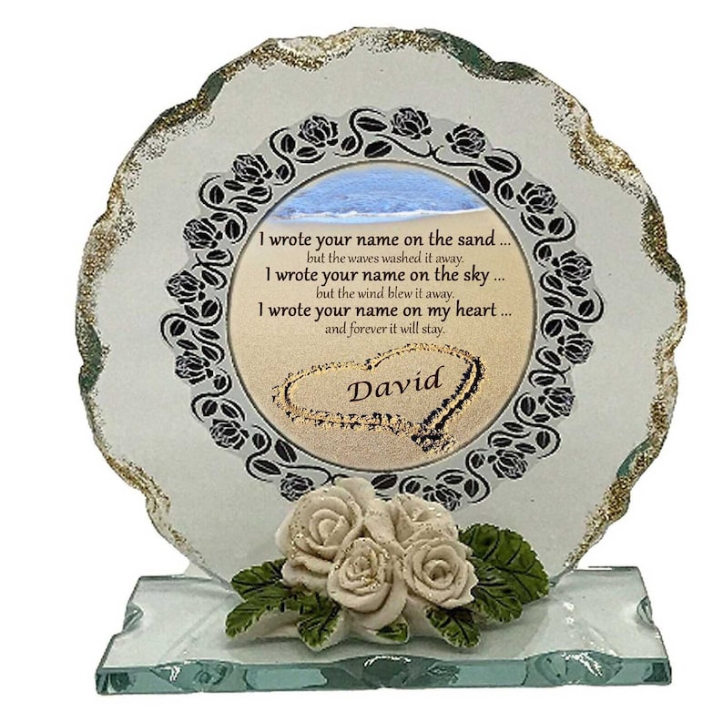 Memorial Cut Glass Plaque Personalised Keepsake With Beautiful Poem Etsy
