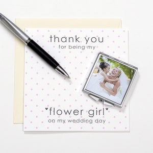 Flower Girl Wedding Thank you Personalised Gift Compact Mirror keepsake