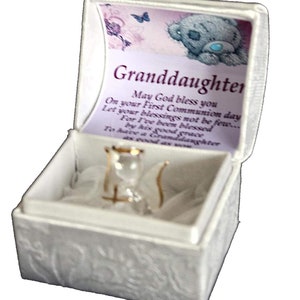 Cadeau personnalisé 1ère communion pour petite-fille, ange en cristal doré à l'or 22 carats