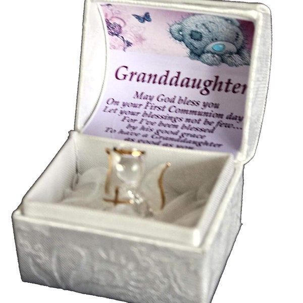 Granddaughter 1st Holy Communion personalised gift Crystal Angel gilded in 22kt Gold