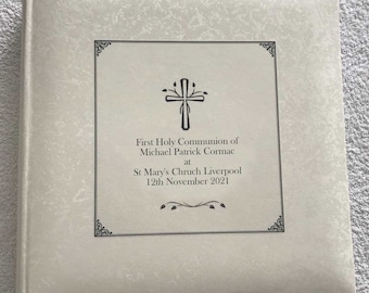 1st Holy Communion Photo Album personalised gift Cross design