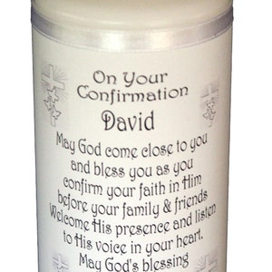 Bougie de confirmation, cadeau personnalisé, grand souvenir chrétien de 6 po.