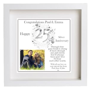 Personalisiertes Bilderrahmen-Andenken 25 Jahre Silberhochzeit Jahrestag