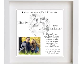 25th Silver Wedding Anniversary Personalized Photo Frame Keepsake