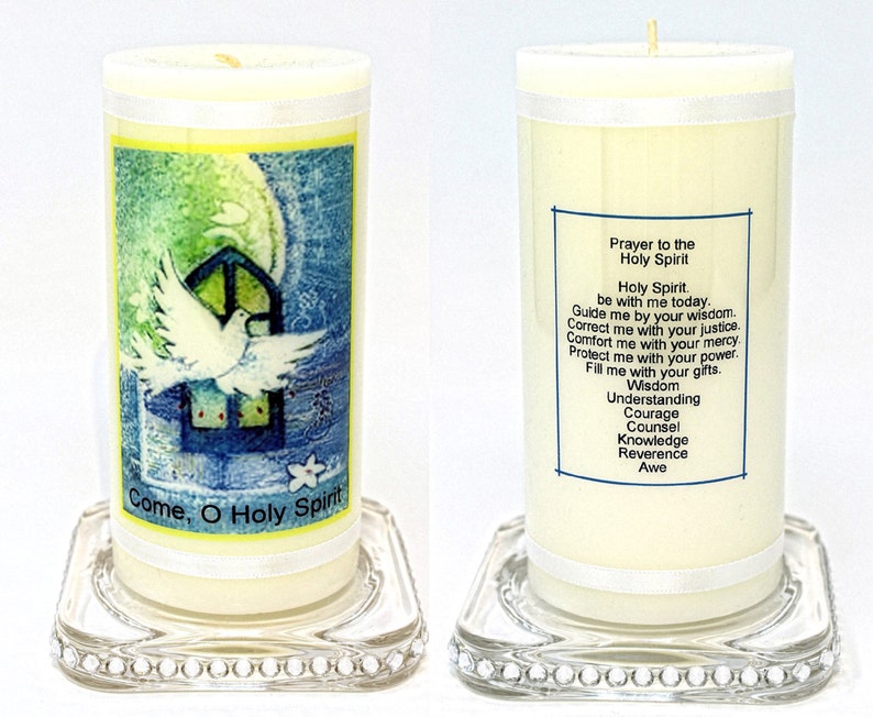 Prayer to the Holy Spirit Candle Personalised Gift Communion Etsy