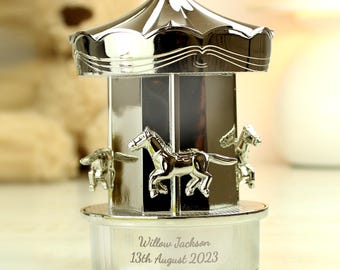 Versilberte Karussell-Spardose personalisiertes Geschenk Andenken