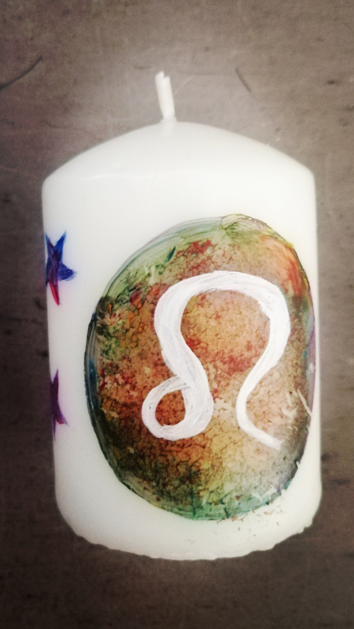Handpainted candles with zodiac sign Leo Available in all Etsy