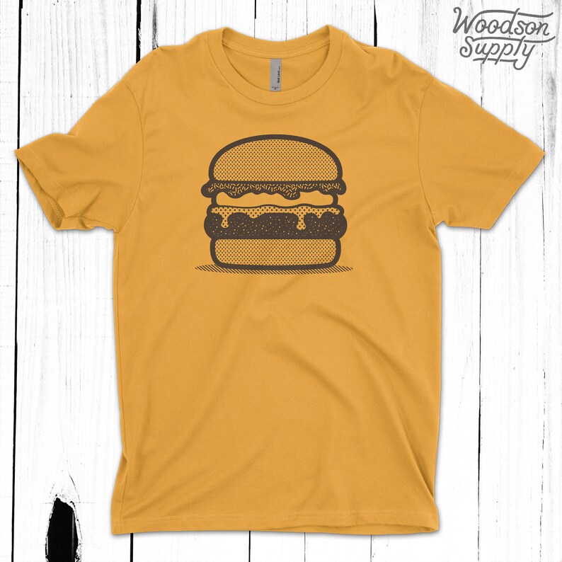Burger T-Shirt for Men with Cheeseburger Graphic Print for Grilling Fast Food Fun Hamburger