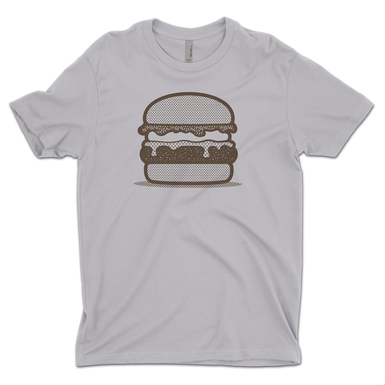 Burger T-Shirt for Men with Cheeseburger Graphic Print for Grilling Fast Food Fun Hamburger
