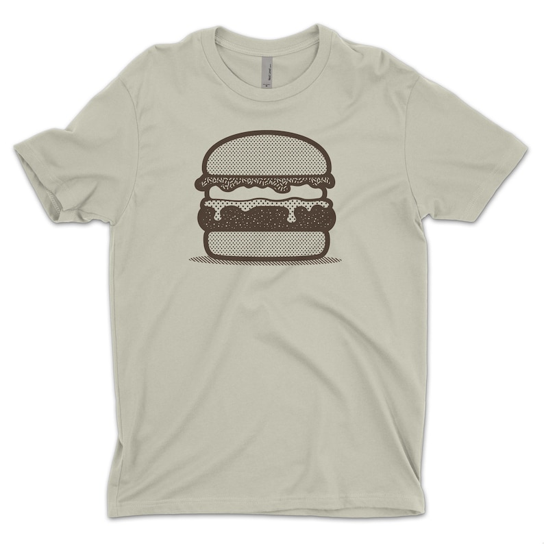 Burger T-Shirt for Men with Cheeseburger Graphic Print for Grilling Fast Food Fun Hamburger