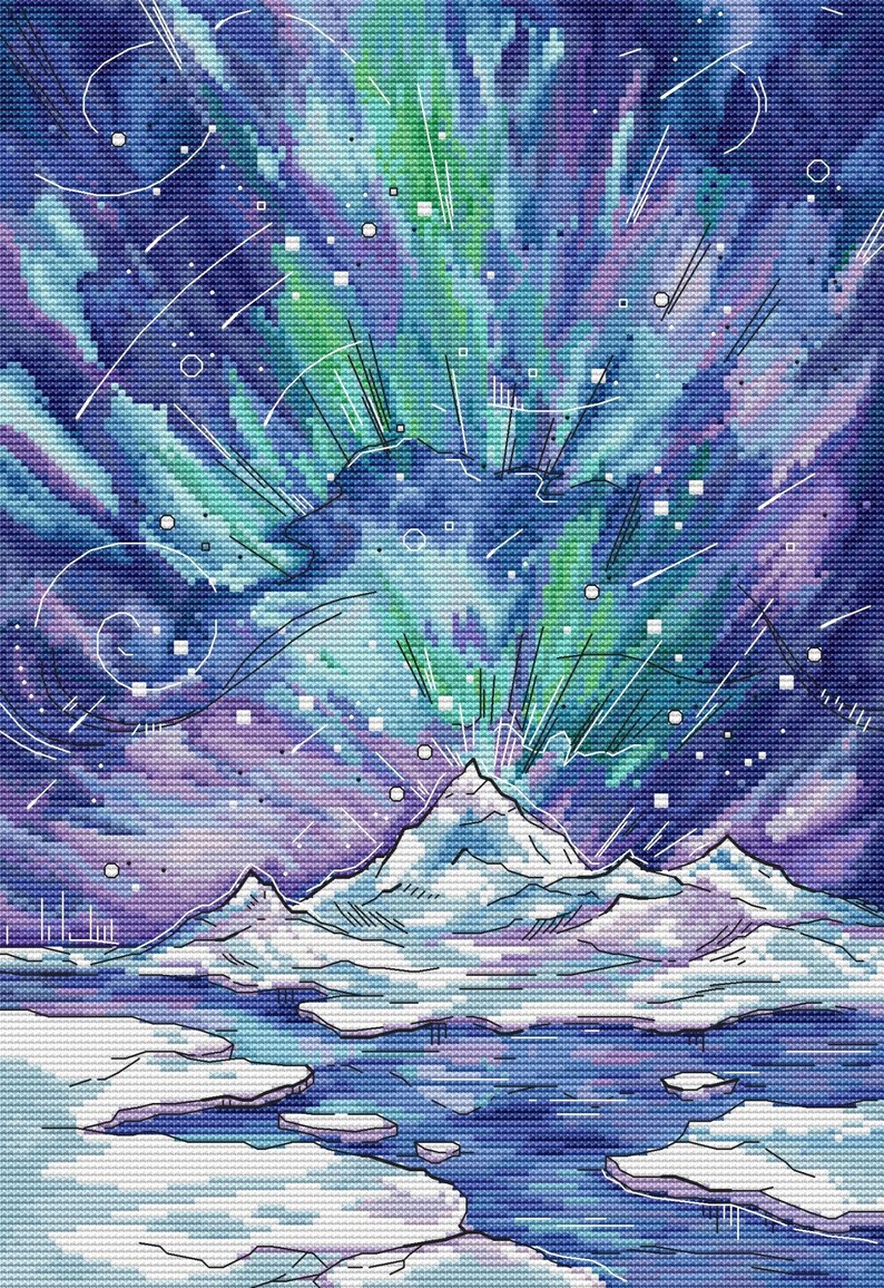 Northern Lights Cross Stitch Pattern DMC pdf pattern | Etsy