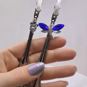 Vintage Spoon Rose or Crystal Dragonfly ATM Card Clip – Handmade Bracelet Helper Keychain