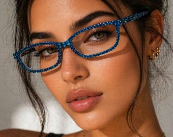 Gafas de lectura de cristal europeo – Gafas de lectura con diamantes de imitación +1.00–3.00 – Gafas brillantes, incluye kit de cuidado