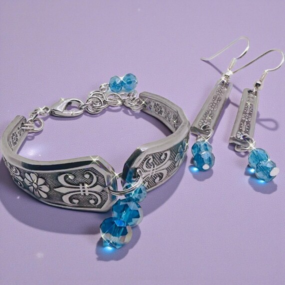 Vintage Spoon Bracelet - 1938 Surf Club spoon pattern  Old Spoon Beaded Bracelet main image 1
