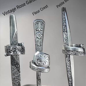 Vintage Spoon Ring – Rose Garden, Fleur Crest, Petite Blossom Vine Patterns