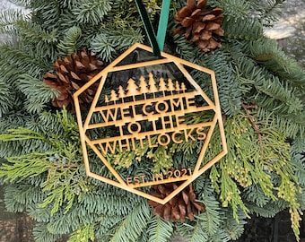 Personalized Family Name Wreath Topper: Laser Cut Wood Holiday Sign