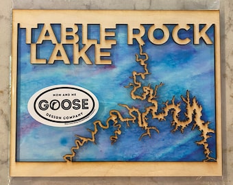 Custom Lake Art: Wood Frame Insert with Watercolor Background (8x10)